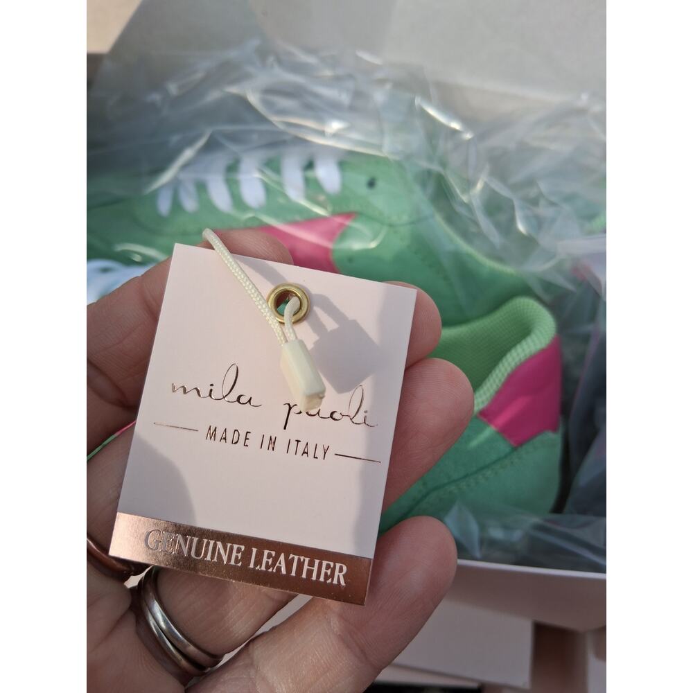 Mila paoli made in Italy nib pink and mint green sz 8 suede sneakers
